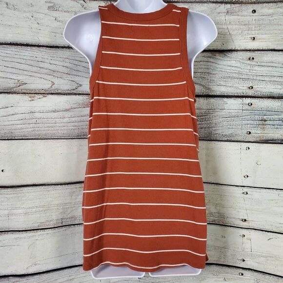 Maurices Maternity XL Rust Striped Sleeveless Ribbed Tank Top - Picture 3 of 6